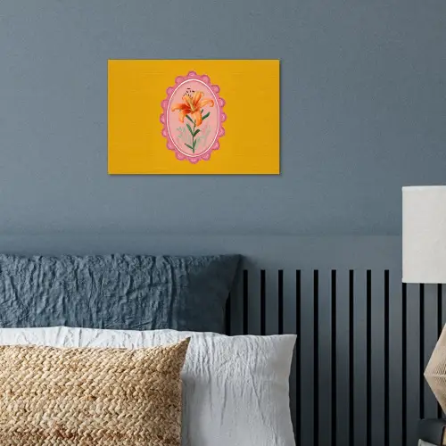 Lelie - Oranje - Lijst - Ovaal poster papier klein -sfeer2
