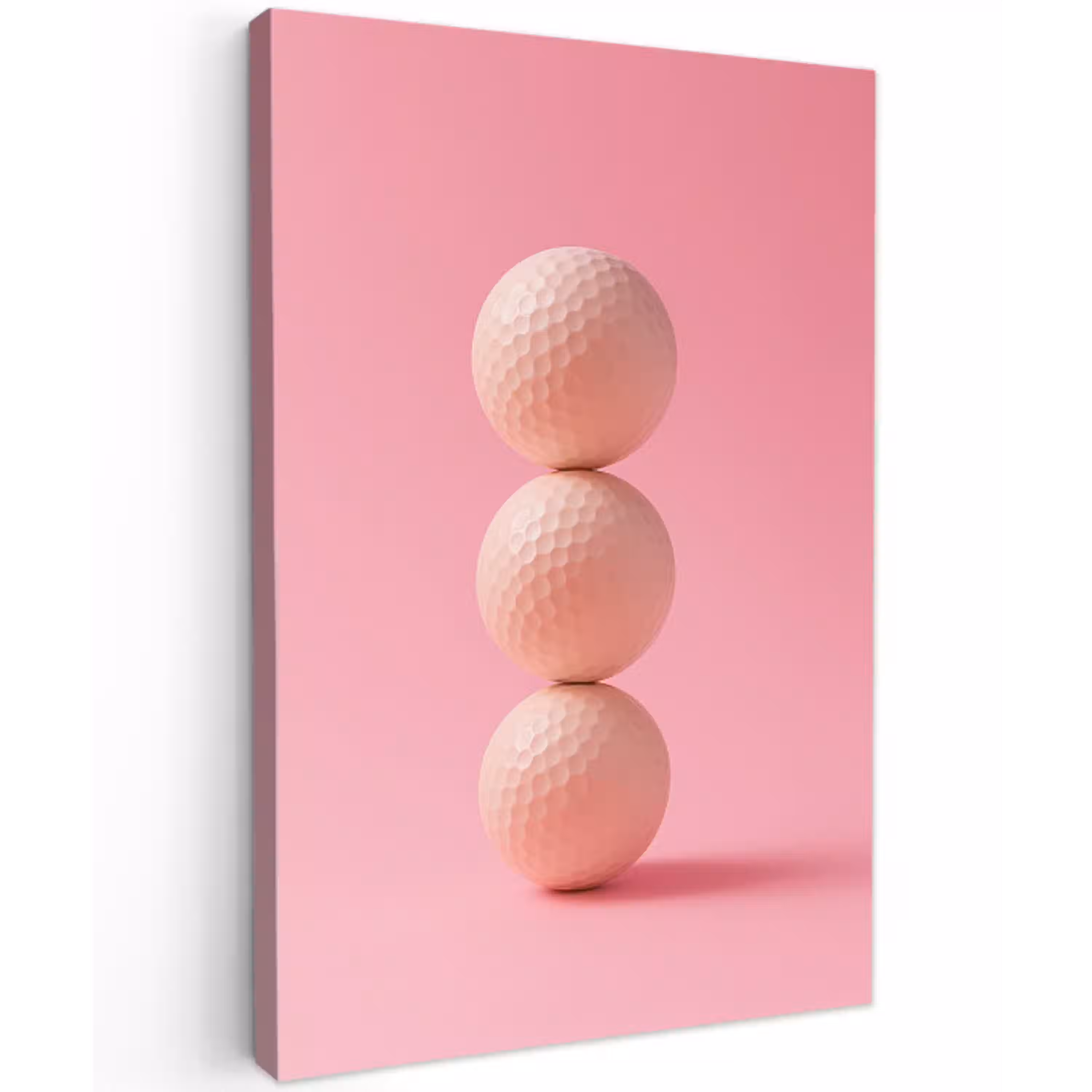 Golfballen - Roze - Drie Tuinposter op houten frame 2 cm dik middel -3d