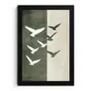 Japandi - Vogel - Groen fotolijst zwart zonder passe partout klein -3d