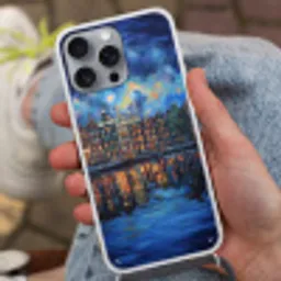 Grachten Amsterdam - Huizen - Stad - Kleurrijk Hoesje iPhone 16 Pro Max met koord klein -sfeer3