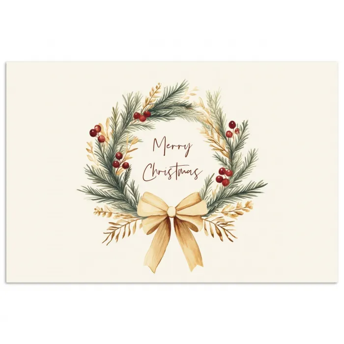 Kerstkrans - Kerst - Goud - Beige poster papier klein -3d