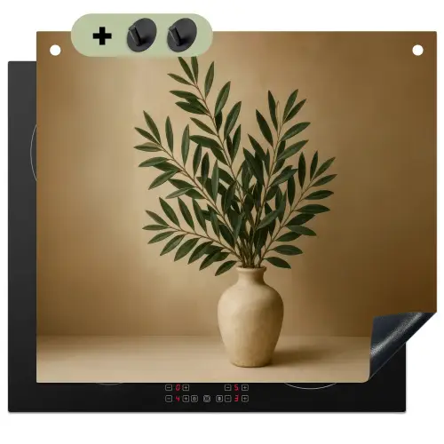 Vaas - Olijftakken - Bladeren - Beige Inductie beschemer met haakjes middel -3d