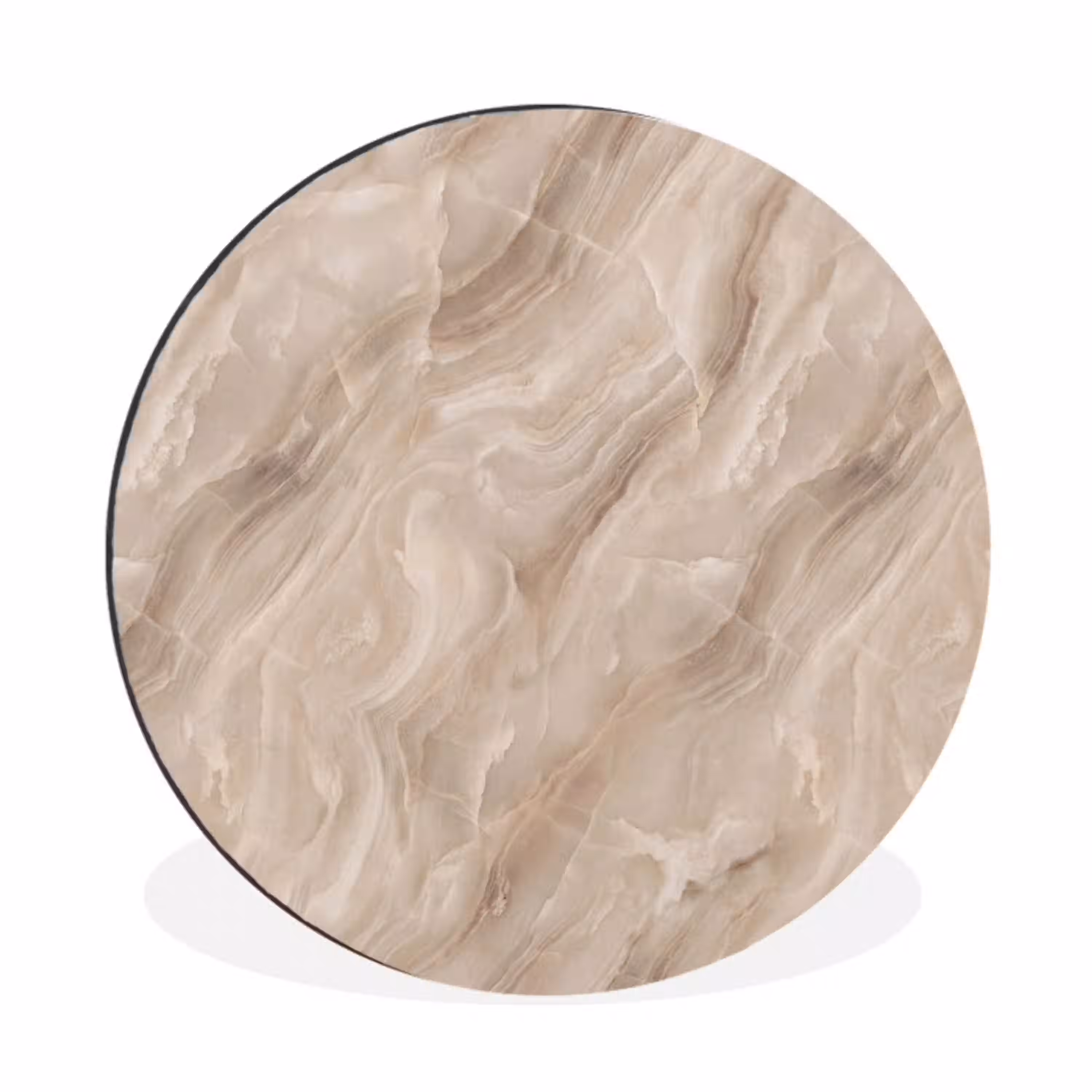 Steen - Golvend - Abstract - Beige Wandcirkel aluminium klein -3d