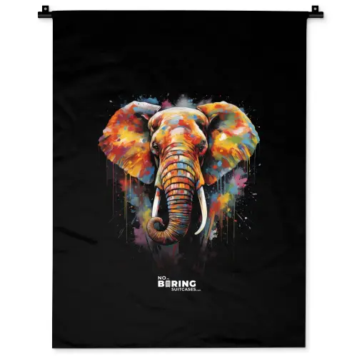 Olifant versierd met kleurrijke spetters Wandkleed katoen klein -zz3d