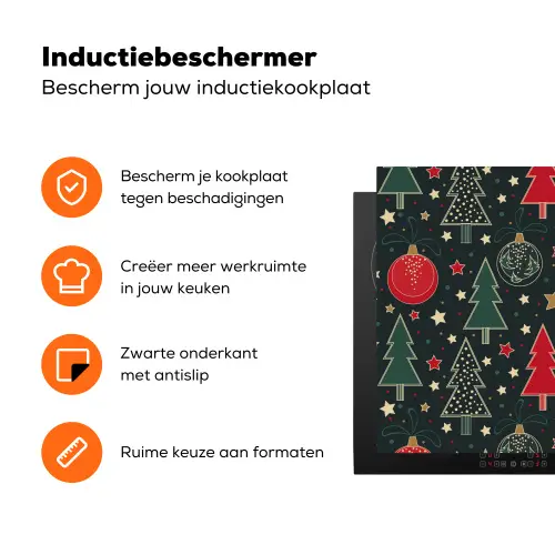 Illustratie - Kerst - Sterren - Groen Inductie beschermer vinyl 3mm klein 276 -zzzzzzz-td-ups