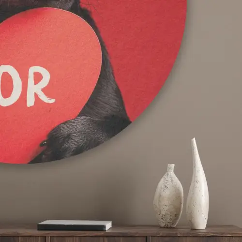 Amor - Hond  - Hartje - Rood Akoestische PET Vilt - Rond klein -sfeer5_closeup