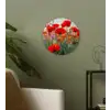 Klaproos - Bloemen - Rood - Paars - Weide Wandcirkel kunststof plaat 5mm dik klein -sfeer3