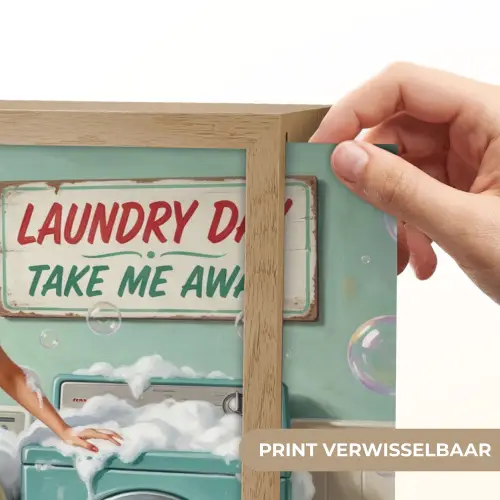 Retro - Blauw - Vrouw Light Box met batterij (Wandlamp) middel -USP_websiteprintNL