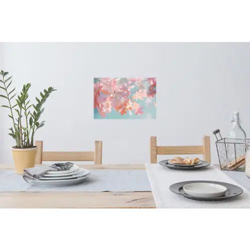 Eikenbladeren - Takken - Roze Muursticker klein -eettafel