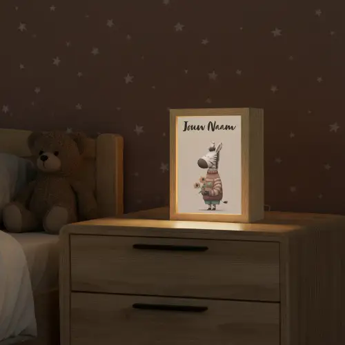 Zebra - Zonnebloemen - Warm Light Box met kabel (Kinderlampje) klein -sfeer1_kind