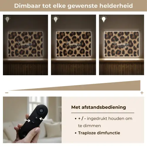 Luipaardprint - Bruin - Courage - Sierlijk Light Box met batterij (Wandlamp) middel -USP_dimbaarNL