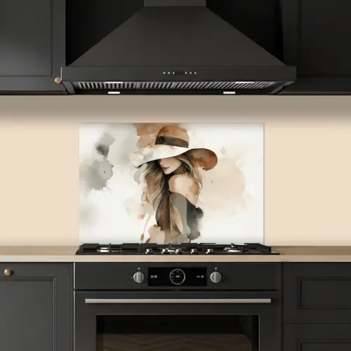 Mysterieus - Vrouw - Sepia keuken achterwand spatscherm klein -sfeer1
