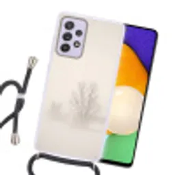 Boom - Mist - Sneeuw - Winter - Minimalistisch Hoesje Samsung Galaxy A52 5G met koord klein -sfeer1