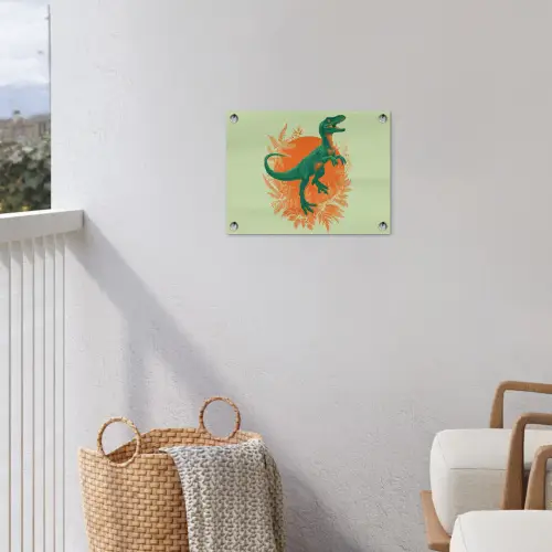Dinosaurus - Groen - Planten - Cirkel tuinposter los doek klein -sfeer8