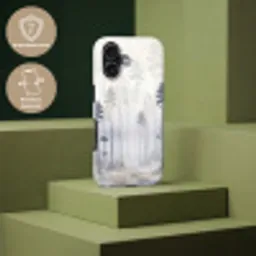 Bos - Bomen - Mist - Natuur - Illustratie - Grijs Toughcase MagSafe Apple iPhone 17 klein -USP_PrintM_NL