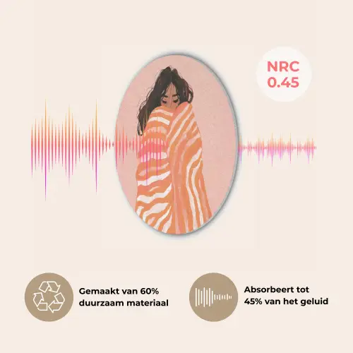 Meisje - Deken - Gestreept - Oranje Akoestische PET Vilt - Rond klein -USP_NL