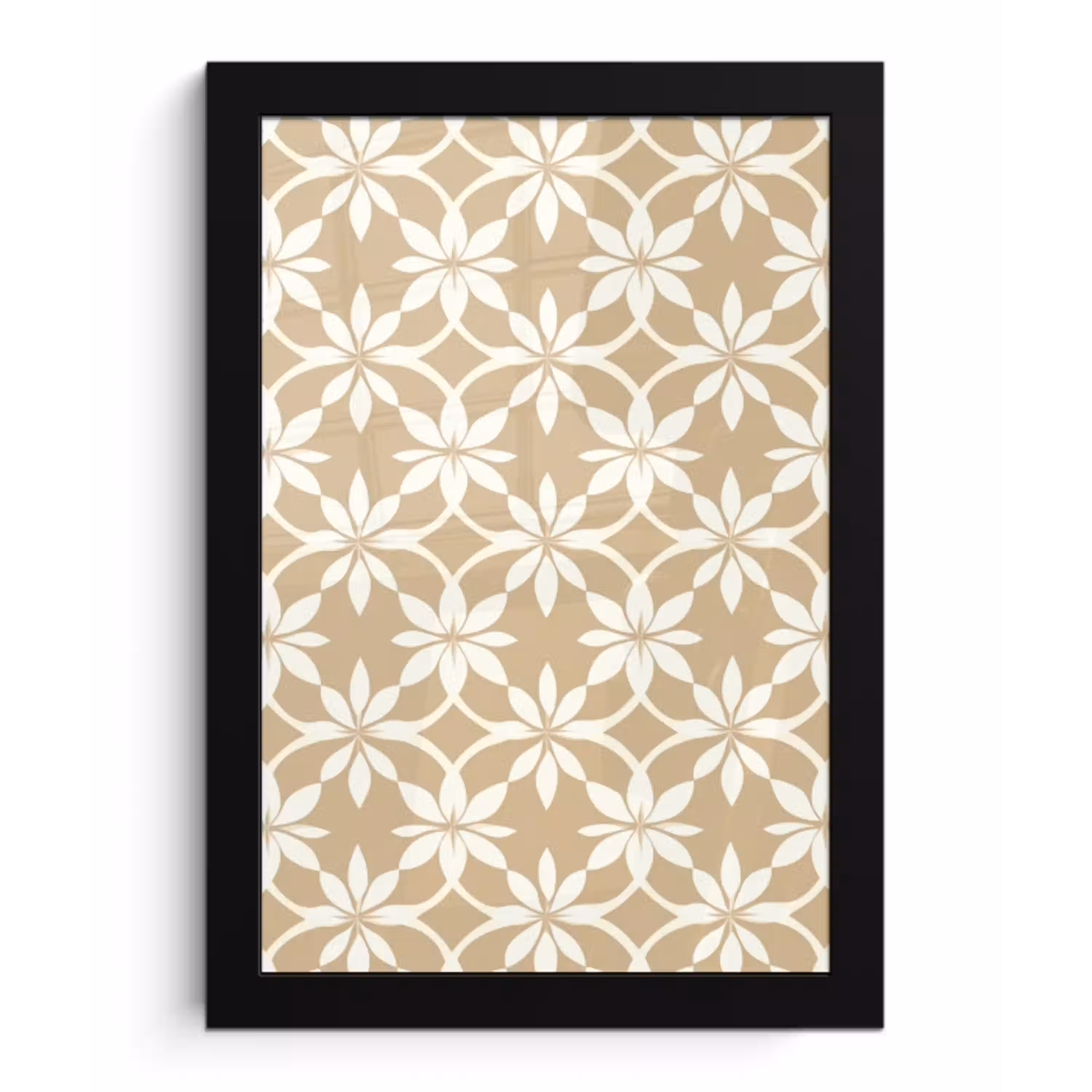 Bloemen - Patroon - Beige fotolijst zwart zonder passe partout klein 224 -3d