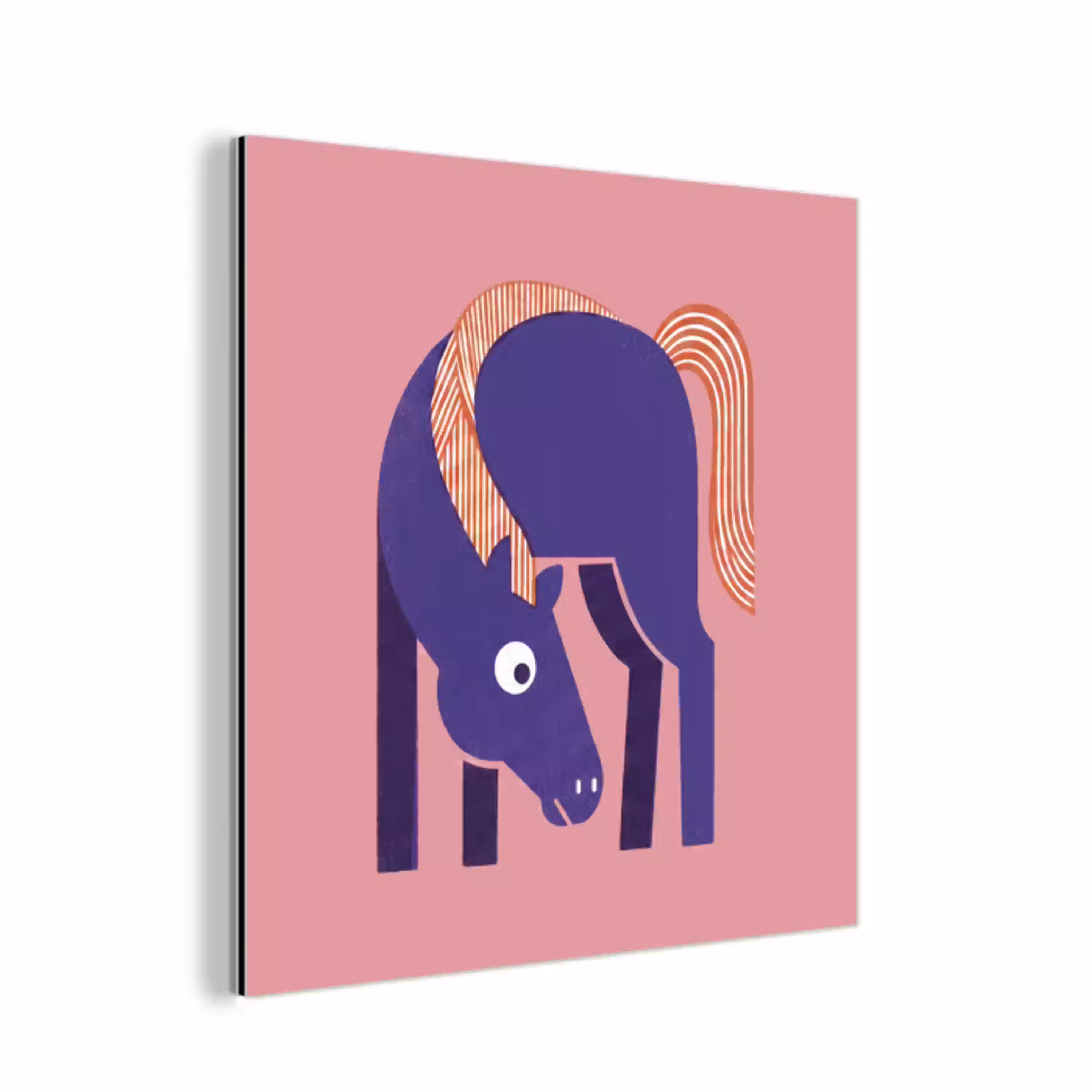 Paard - Abstract - Dieren - Modern - Blauw aluminium wit klein -3d