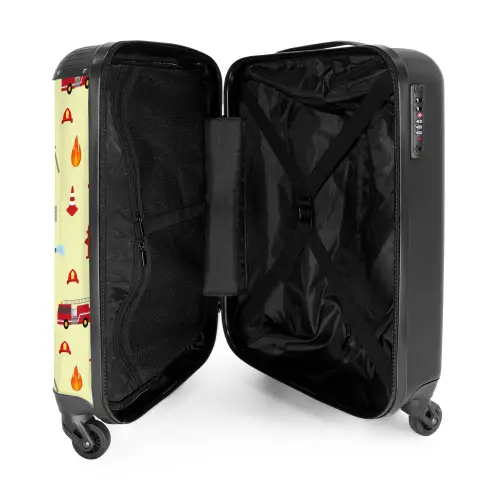 Brandweer patroon met voertuigen en vlammen NBS - Handbagage koffer - Kinderen Unisex middel -binnenkant