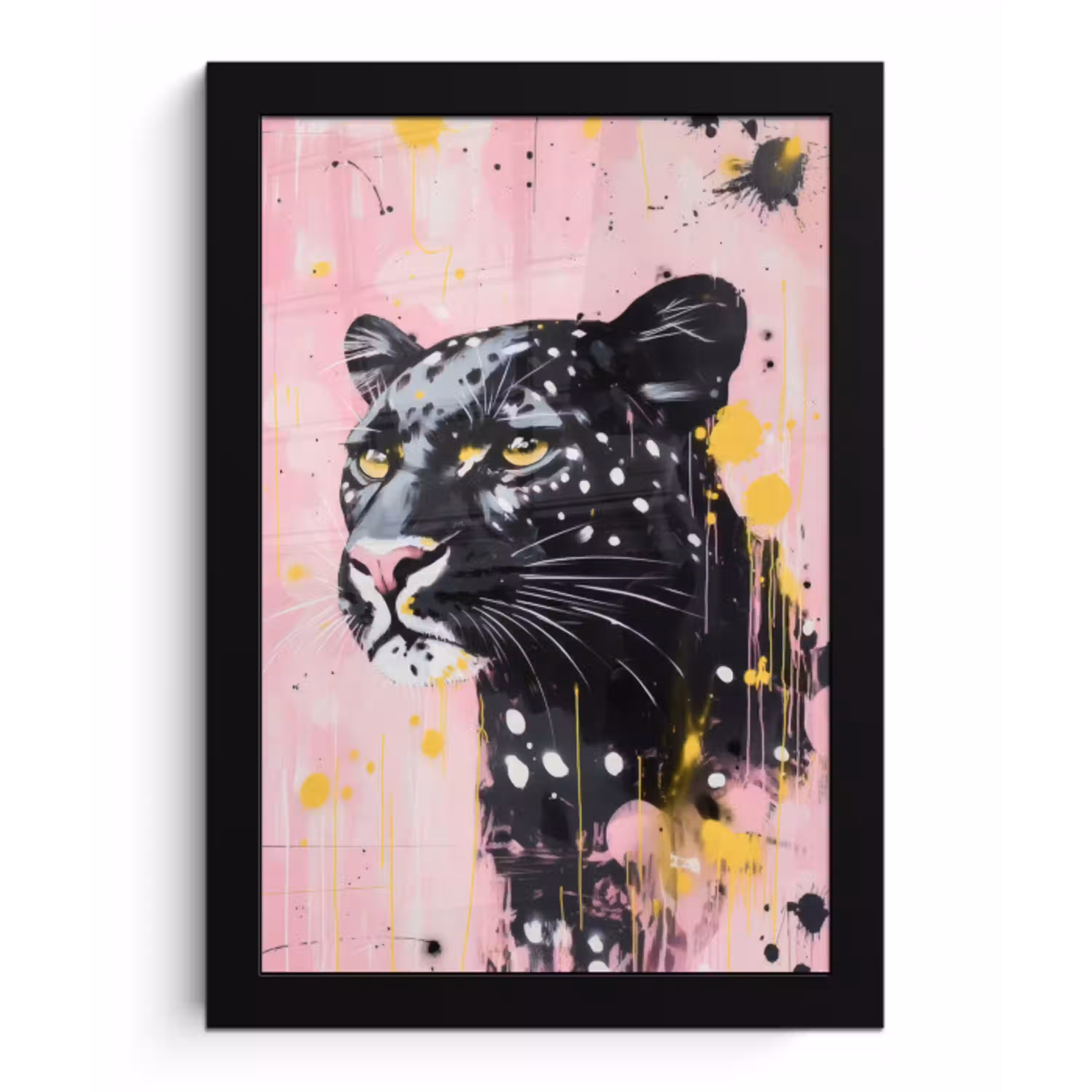 Zwart - Panter - Roze - Abstract fotolijst zwart zonder passe partout klein -3d