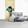 Blauw - Kieuwen - Vis - Illustratie fotobehang vinyl groot -slaapkamer
