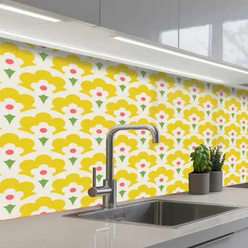 Design - Retro - Seventies - Geel keuken achterwand 2 middel 871 -3d_schuin