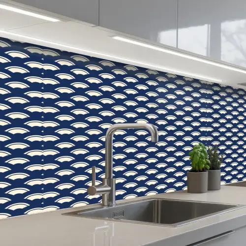 Japans - Blauw - Wit - Patronen keuken achterwand 2 middel 871 -3d_schuin