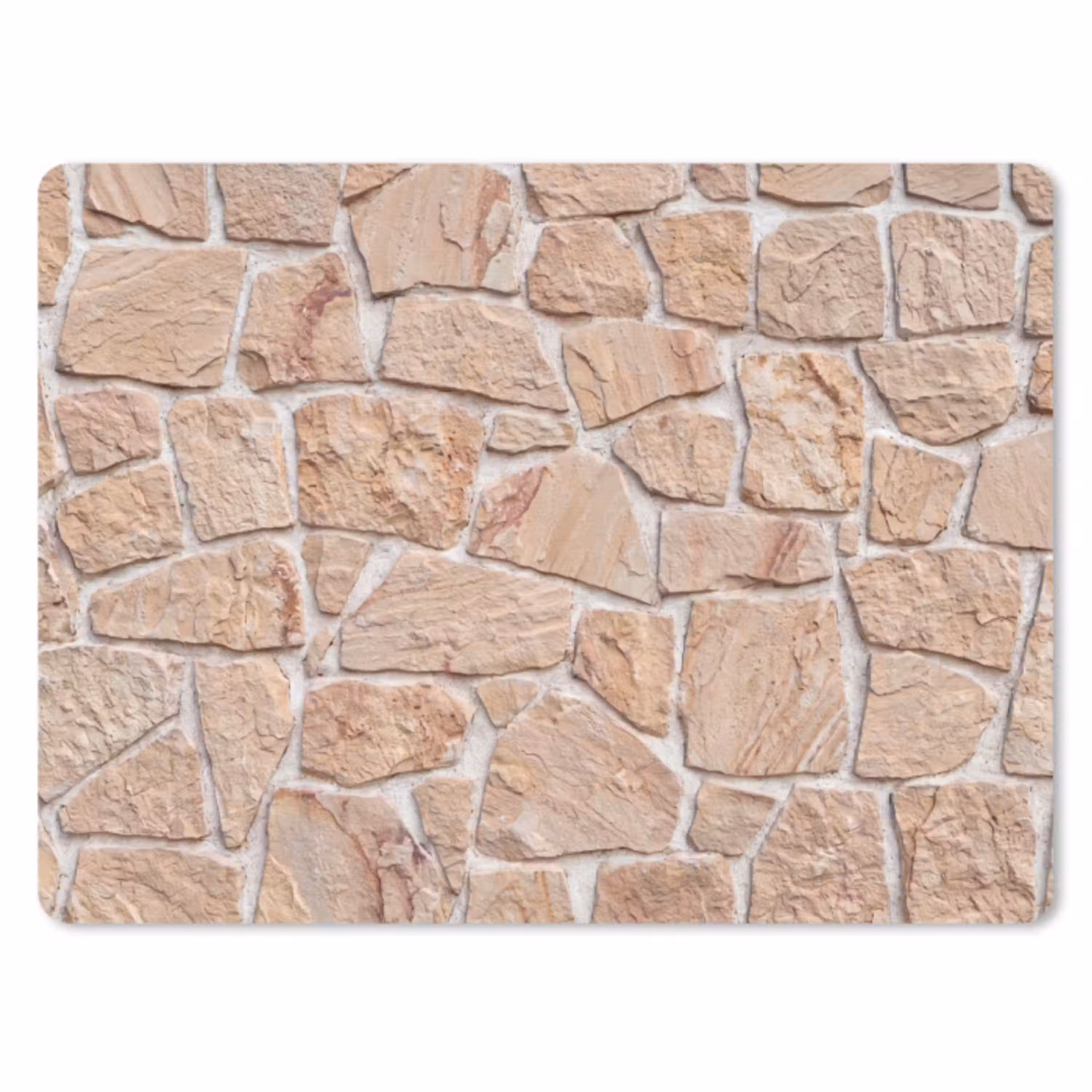 Muur - Steen - Patroon - Rustiek - Beige muismat rubber klein -3d