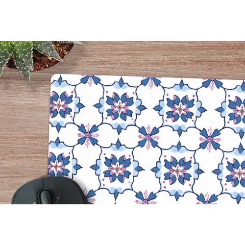 Modern - Patroon - Blauw - Roze muismat rubber klein 262 -closeup