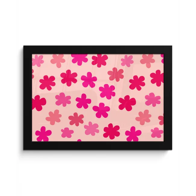 Bloemen - Patroon - Roze fotolijst zwart zonder passe partout klein -3d