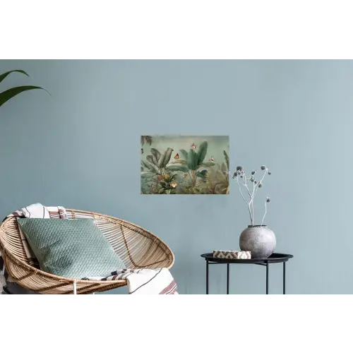 Tropisch bladerdek - Vlinders - groen - Bruin Muursticker klein -plant