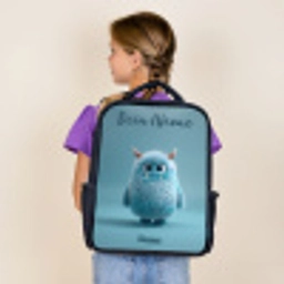 Blauw pluizig monster met hoorns Rugzak - Zwart middel -sfeer5