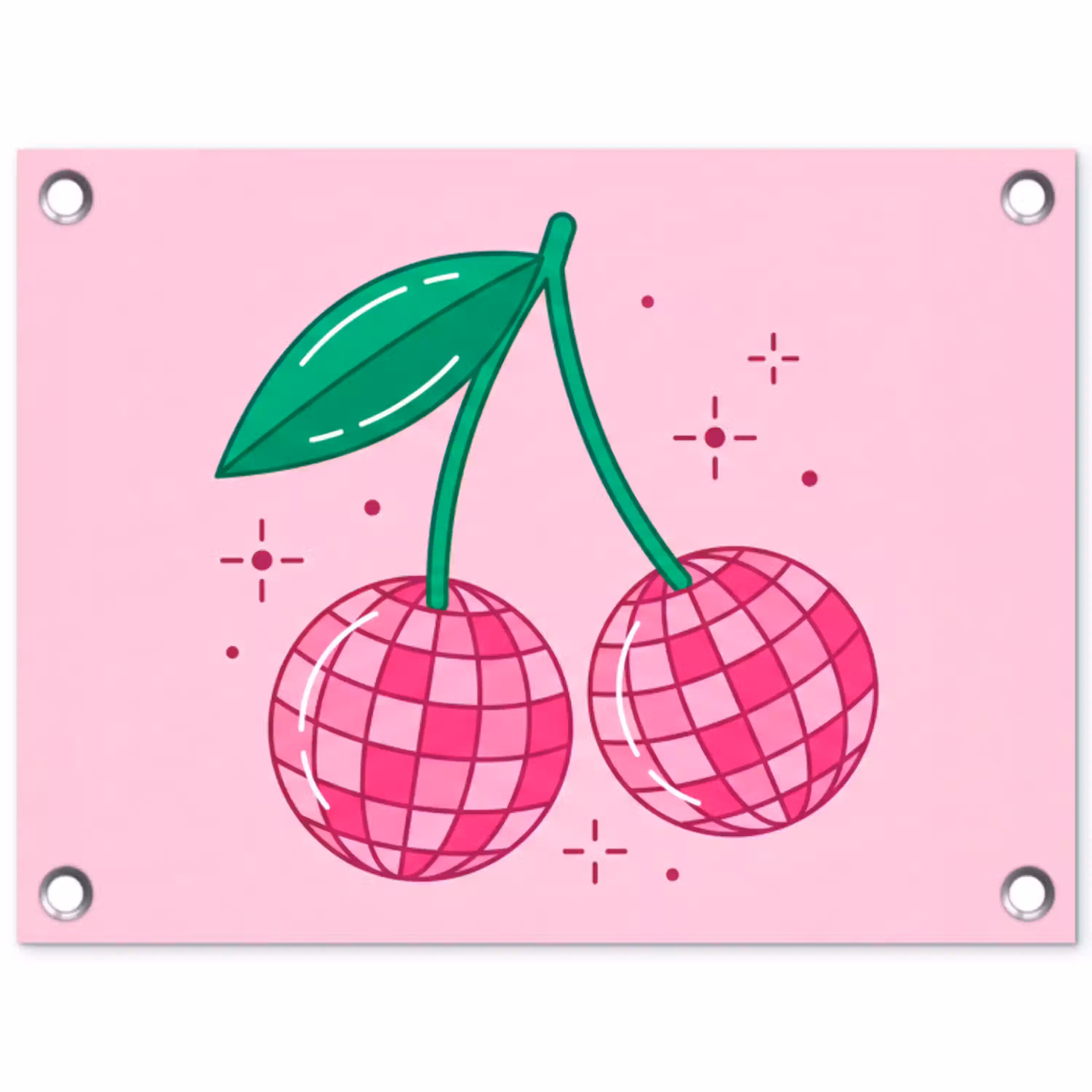 Decoratie - Disco-bal - Feest - Roze tuinposter los doek klein -3d