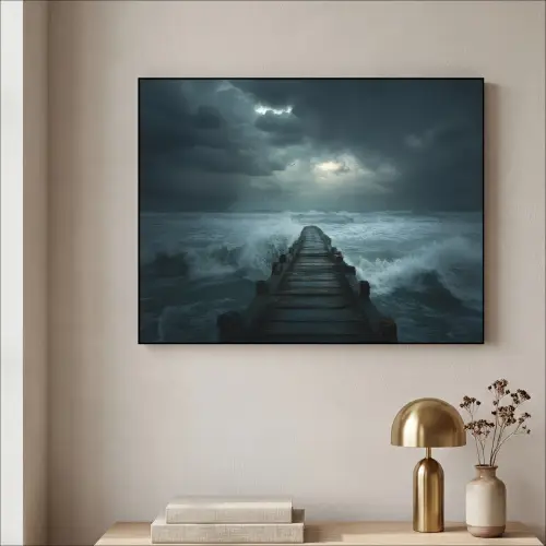 Steiger - Storm - Golven Textielframe zwart klein -sfeer2
