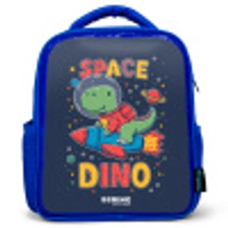 Dino - Groen - Raket - Sterren Kinderrugzak - Blauw middel -3d