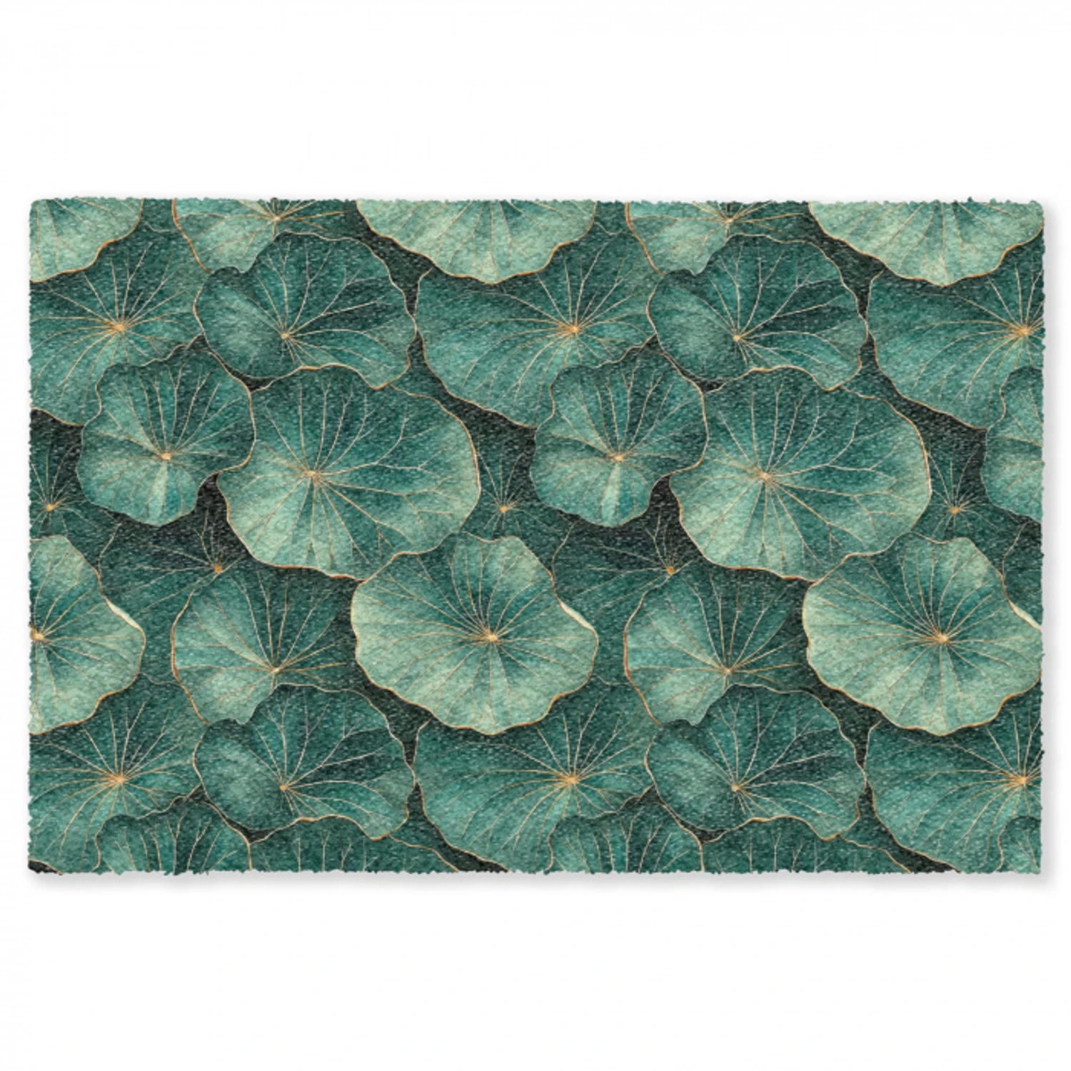 Patroon - Bladeren - Groen Vloerkleed Rechthoek klein 1091 -3d