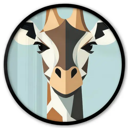 Giraffe - Illustratie - Bruin - Minimalistisch Fotolijst rond zonder passe partout klein -3d