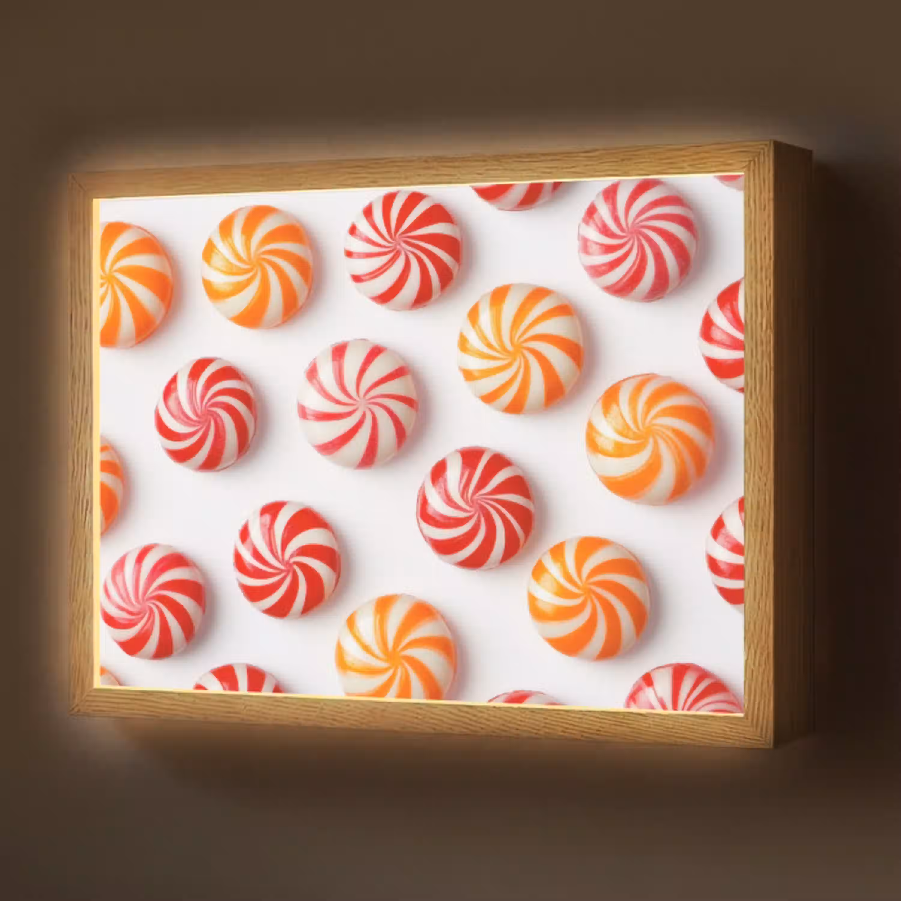 Snoep - Patroon - Rood - Oranje Light Box met batterij (Wandlamp) middel -z3d_website