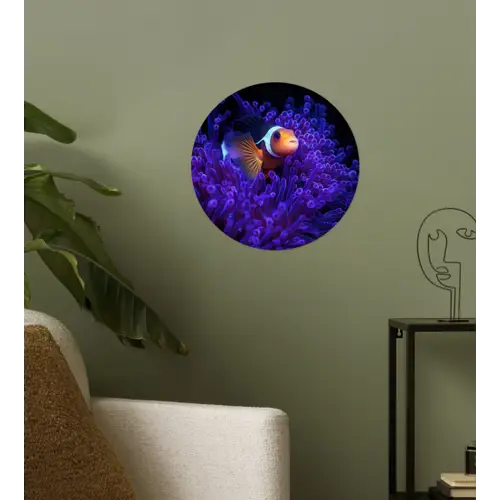 Koraal - Vis - Oranje - Zee Wandcirkel behangsticker klein -sfeer2