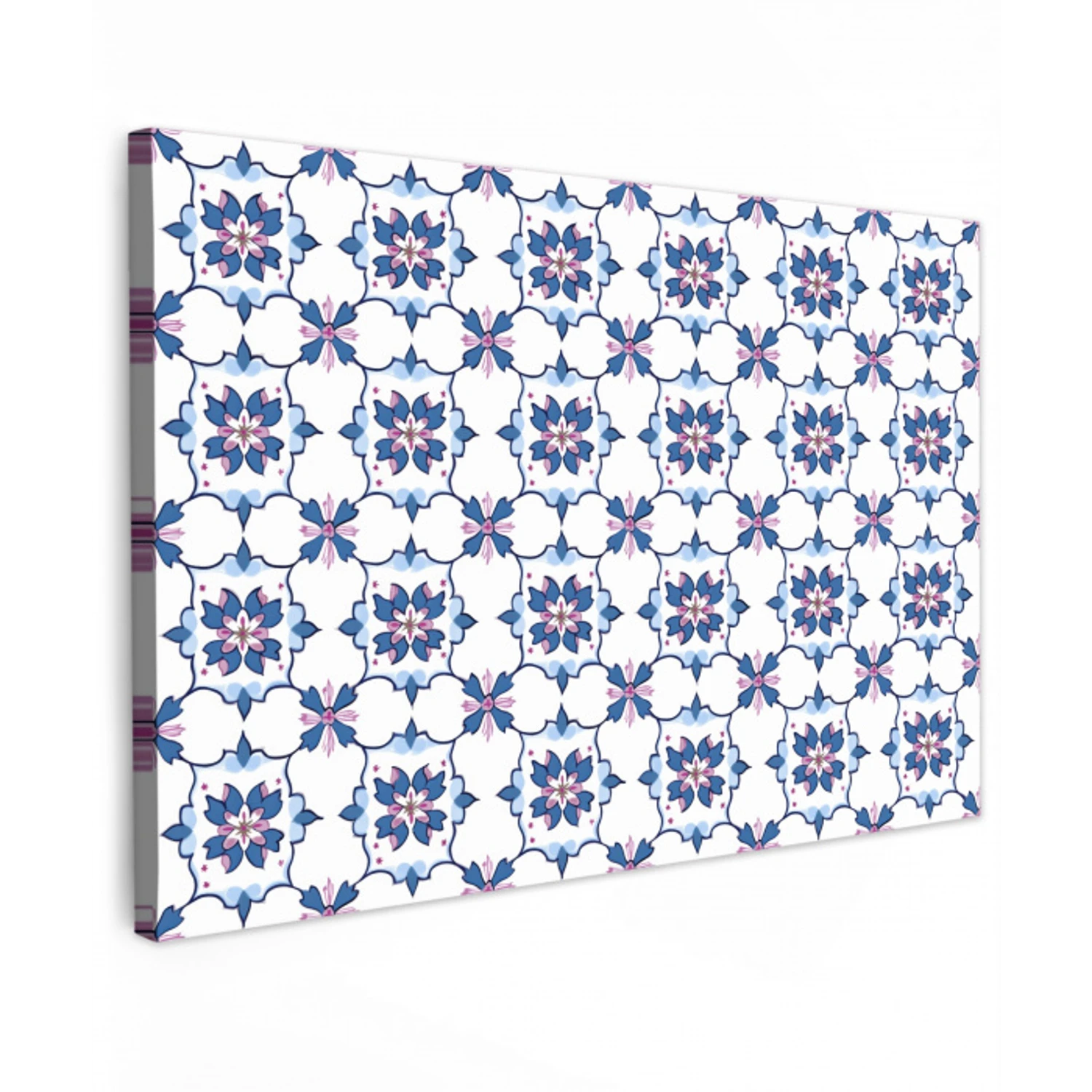 Modern - Patroon - Blauw - Roze canvas 2cm klein 34 -z3d