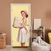 Handdoeken - Vrouw - Jurk - Roze deurposter klein -sfeer1