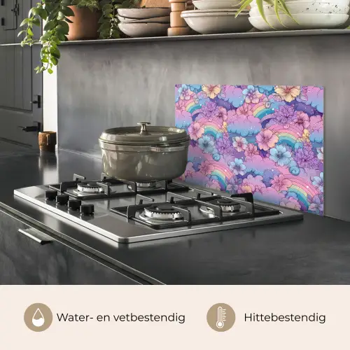 Regenbogen - Bloemen - Kleurrijk - Wolken keuken achterwand spatscherm klein -usp_NL