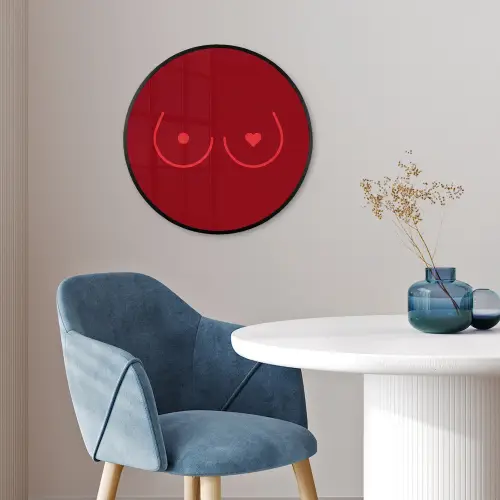 Minimalistisch - Lijnillustratie - Rood Fotolijst rond zonder passe partout klein -sfeer2