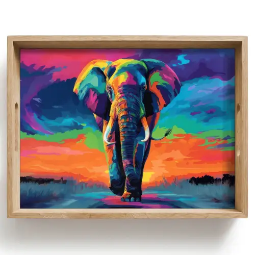 Olifant - Kleurrijk - Lucht - Abstract Dienblad Rechthoek middel -z3d_shopping