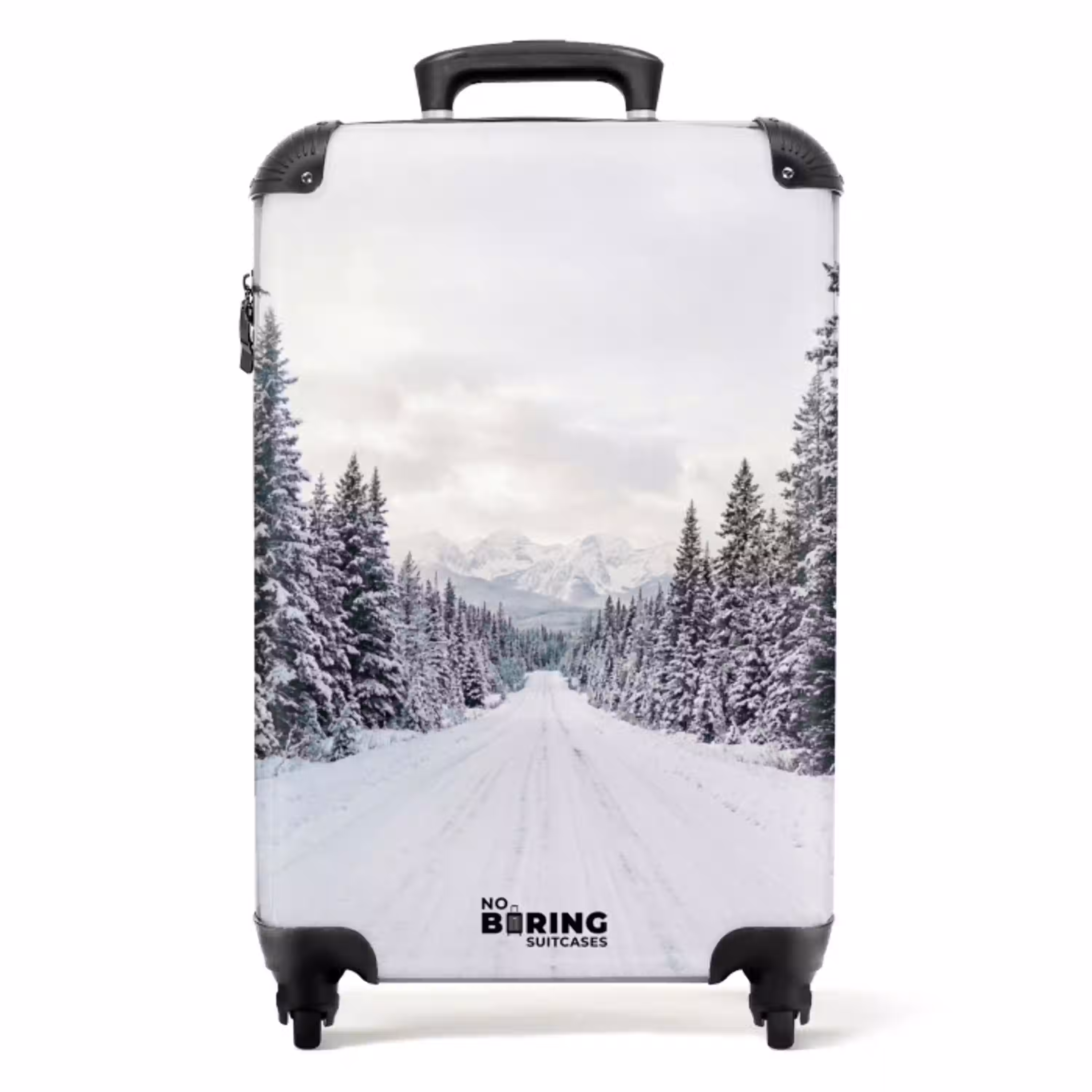 Weg - Sneeuw - Naaldbos - Winter - Avontuurlijk NBS - Handbagage koffer - Volwassenen Unisex middel -productfoto_recht