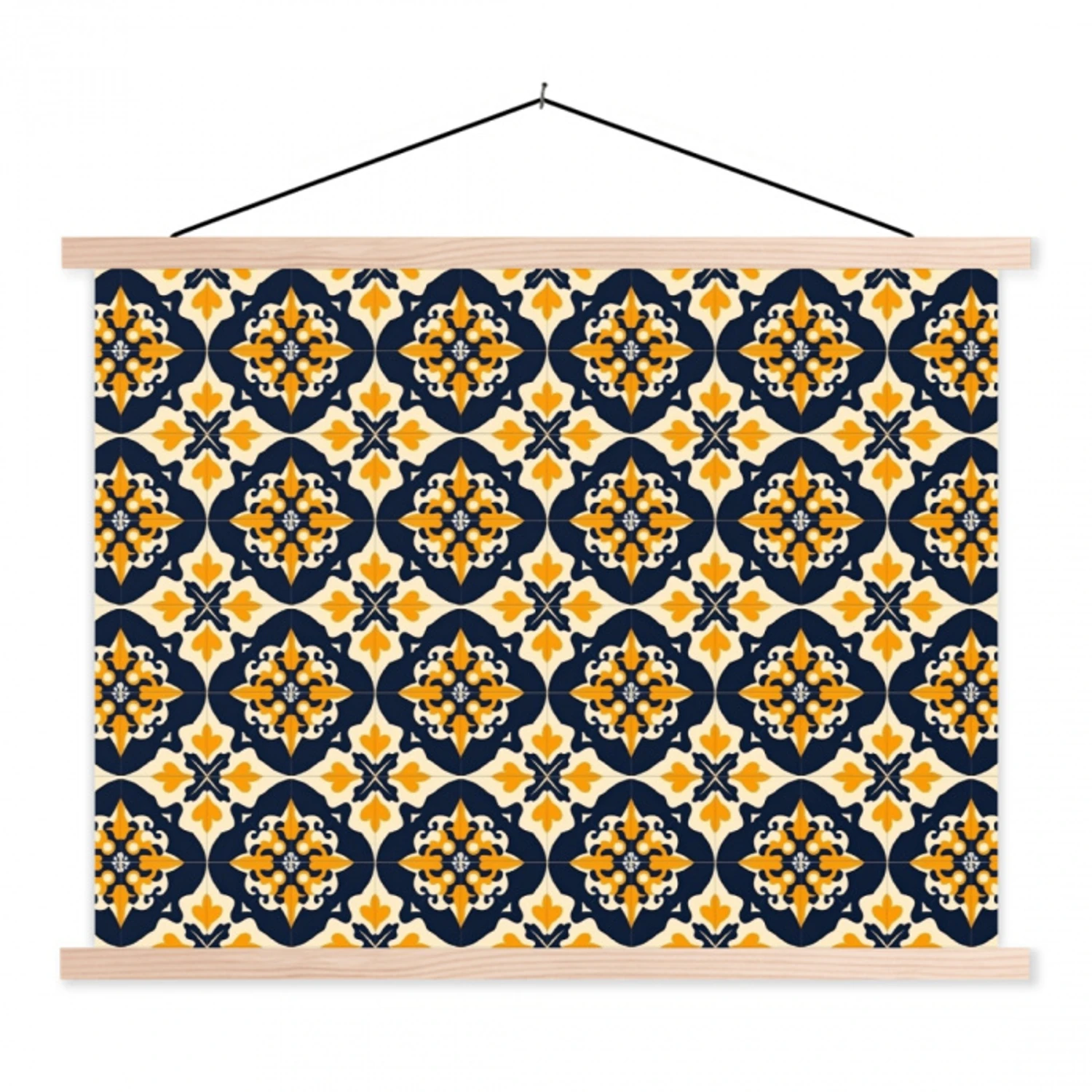 Patroon - Siertegel - Kleurrijk textielposter latten blank klein 122 -3d