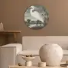 Reiger - Planten - Wolken - Wit Akoestische PET Vilt - Rond klein -sfeer1