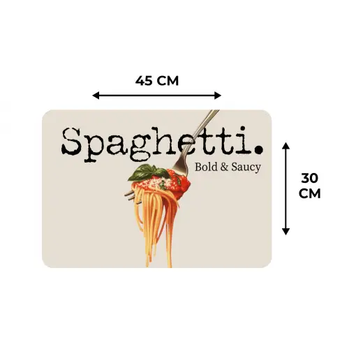 Spaghetti - tomatensaus - Parmezaanse kaas Placemat vinyl groot -specs