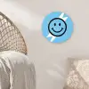 Smiley - Blauw - Bliksem Wandcirkel kunststof plaat 5mm dik klein -sfeer5