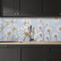 Illustratie - Bloemen - Blauw keuken achterwand 2 middel -sfeer1